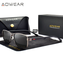 Load image into Gallery viewer, AOWEAR Men&#39;s Square Polarized Sunglasses Men Rectangle Car Driver Retro Sun Glasses Night Vision Yellow Glasses for Men / Women