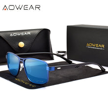 Load image into Gallery viewer, AOWEAR Men&#39;s Square Polarized Sunglasses Men Rectangle Car Driver Retro Sun Glasses Night Vision Yellow Glasses for Men / Women