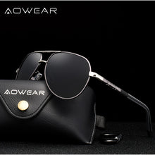 Load image into Gallery viewer, AOWEAR Mens Classic Aviation Sunglasses Men Polarized Aluminum Retro Sun Glasses Male Brand Designer Driving Mirror Glasses