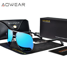 Load image into Gallery viewer, AOWEAR Mens Classic Aviation Sunglasses Men Polarized Aluminum Retro Sun Glasses Male Brand Designer Driving Mirror Glasses