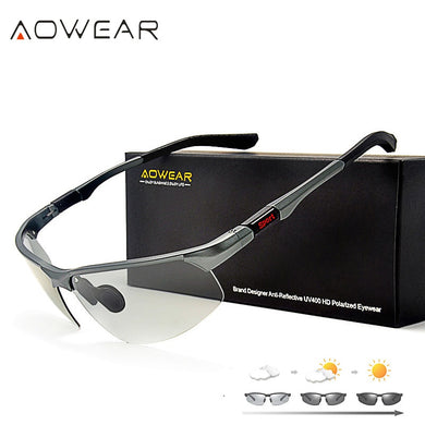 AOWEAR Occhiali da sole senza montatura polarizzati fotocromatici da uomo Occhiali da sole giorno e notte da guida Camaleonte Occhiali da sole antiriflesso 