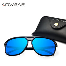 Load image into Gallery viewer, AOWEAR Mens Retro Square Sunglasses Men Polarized Mirror Sun Glasses Male HD Driving Outdoor Goggles Stylish Blue Glasses Oculos