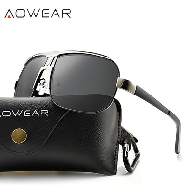 AOWEAR Mens Square Sunglasses Men Polarized  Brand Vintage Retro Sun Glasses Male Cool Driving Goggle Glasses gafas de sol