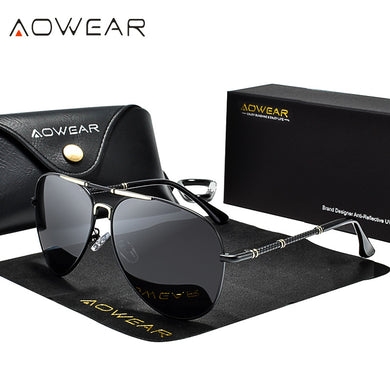 AOWEAR Oversized Aviation Sunglasses Polarized Men Brand Style Pilot Sun Glasses For Men / Women Outdoor Driving Shades Eyewear