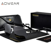 Load image into Gallery viewer, AOWEAR Oversized Polarized Mens Sunglasses  brand Designer Retro Blue Mirror Sun Glasses Men HD Anti-glare Driving Eyewear