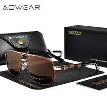 Load image into Gallery viewer, AOWEAR Oversized Polarized Mens Sunglasses  brand Designer Retro Blue Mirror Sun Glasses Men HD Anti-glare Driving Eyewear