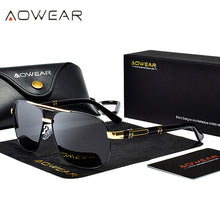 Load image into Gallery viewer, AOWEAR Oversized Polarized Mens Sunglasses  brand Designer Retro Blue Mirror Sun Glasses Men HD Anti-glare Driving Eyewear