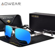 Load image into Gallery viewer, AOWEAR Oversized Polarized Mens Sunglasses  brand Designer Retro Blue Mirror Sun Glasses Men HD Anti-glare Driving Eyewear
