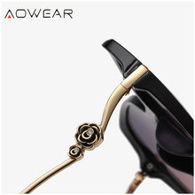 Load image into Gallery viewer, AOWEAR Oversized Polarized Sunglasses Women 2023 Fashionable Gradient Lenses Glasses Ladies Flower Frame Vintage Sunglass Oculos