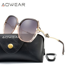 Load image into Gallery viewer, AOWEAR Oversized Polarized Sunglasses Women 2023 Fashionable Gradient Lenses Glasses Ladies Flower Frame Vintage Sunglass Oculos