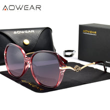 Load image into Gallery viewer, AOWEAR Oversized Polarized Sunglasses Women 2023 Fashionable Gradient Lenses Glasses Ladies Flower Frame Vintage Sunglass Oculos