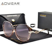 Load image into Gallery viewer, AOWEAR Oversized Polarized Sunglasses Women 2023 Fashionable Gradient Lenses Glasses Ladies Flower Frame Vintage Sunglass Oculos