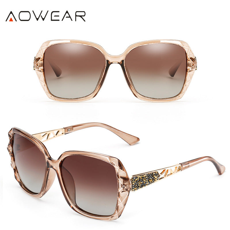 AOWEAR Oversized Sunglasses Women Polarized Square Sun Glasses for driver Black Diamond Women's Sunglass gafas de sol mujer