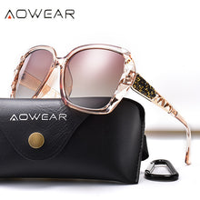 Load image into Gallery viewer, AOWEAR Oversized Sunglasses Women Polarized Square Sun Glasses for driver Black Diamond Women&#39;s Sunglass gafas de sol mujer