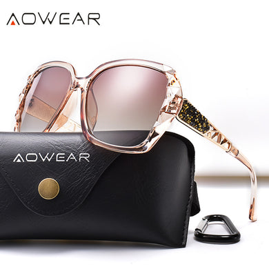 AOWEAR Oversized Sunglasses Women Polarized Square Sun Glasses for driver Black Diamond Women's Sunglass gafas de sol mujer