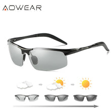 Load image into Gallery viewer, AOWEAR Photochromic Polarized Sunglasses for Men Day Night Driving Chameleon Glasses Aluminium Rimless Sun glasses Oculos Gafas