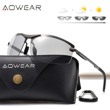 Load image into Gallery viewer, AOWEAR Photochromic Rimless Sunglasses Men Polarized Chameleon Glasses for Day and Night Driving Goggle Sun glasses gafas de so