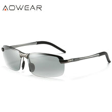 Load image into Gallery viewer, AOWEAR Photochromic Rimless Sunglasses Men Polarized Chameleon Glasses for Day and Night Driving Goggle Sun glasses gafas de so