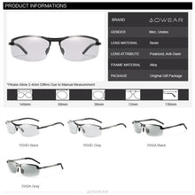 Load image into Gallery viewer, AOWEAR Photochromic Rimless Sunglasses Men Polarized Chameleon Glasses for Day and Night Driving Goggle Sun glasses gafas de so