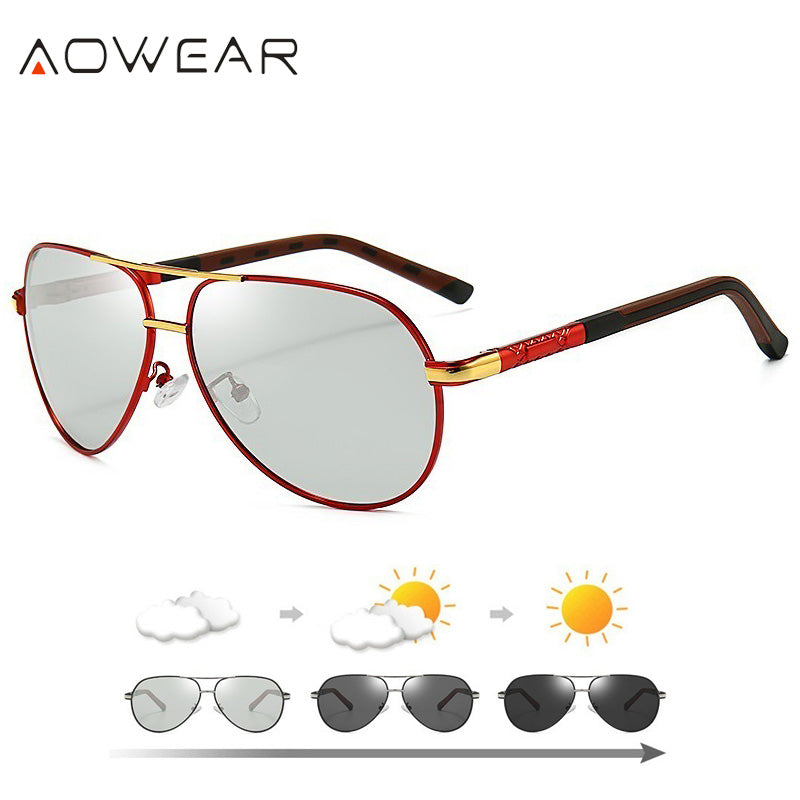 AOWEAR Photochromic Sunglasses Men Polarized Chameleon Sun Glasses Male HD Day Night Vision Driving Glasses Anti-glare Oculos