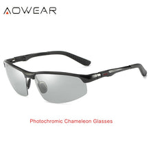 Load image into Gallery viewer, AOWEAR Pochromic Sunglasses Men Polarized Day Night Driving Glasses High Quality Aluminium Rimless Chameleon Eyewear Gafas