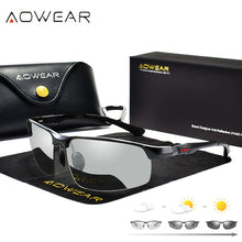Load image into Gallery viewer, AOWEAR Pochromic Sunglasses Men Polarized Day Night Driving Glasses High Quality Aluminium Rimless Chameleon Eyewear Gafas