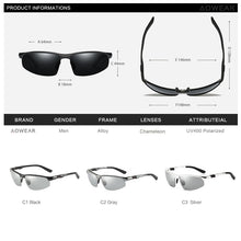 Load image into Gallery viewer, AOWEAR Pochromic Sunglasses Men Polarized Day Night Driving Glasses High Quality Aluminium Rimless Chameleon Eyewear Gafas
