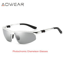 Load image into Gallery viewer, AOWEAR Pochromic Sunglasses Men Polarized Day Night Driving Glasses High Quality Aluminium Rimless Chameleon Eyewear Gafas