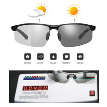 Load image into Gallery viewer, AOWEAR Pochromic Sunglasses Men Polarized Day Night Driving Glasses High Quality Aluminium Rimless Chameleon Eyewear Gafas