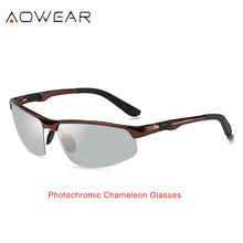 Load image into Gallery viewer, AOWEAR Pochromic Sunglasses Men Polarized Day Night Driving Glasses High Quality Aluminium Rimless Chameleon Eyewear Gafas