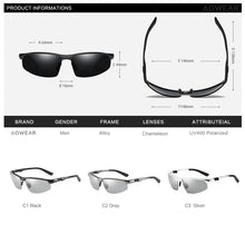 Load image into Gallery viewer, AOWEAR Photochromic Sunglasses Men Polarized Day Night Driving Glasses  Aluminium Rimless Chameleon Eyewear Gafas