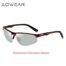Load image into Gallery viewer, AOWEAR Photochromic Sunglasses Men Polarized Day Night Driving Glasses  Aluminium Rimless Chameleon Eyewear Gafas