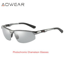 Load image into Gallery viewer, AOWEAR Pochromic Sunglasses Men Polarized Day Night Driving Glasses High Quality Aluminium Rimless Chameleon Eyewear Gafas