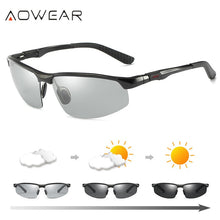 Load image into Gallery viewer, AOWEAR Pochromic Sunglasses Men Polarized Day Night Driving Glasses High Quality Aluminium Rimless Chameleon Eyewear Gafas