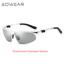 Load image into Gallery viewer, AOWEAR Photochromic Sunglasses Men Polarized Day Night Driving Glasses  Aluminium Rimless Chameleon Eyewear Gafas