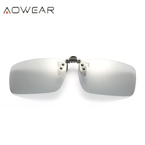 AOWEAR Polarized Clip Photochromic Sunglasses Men Chameleon Clip Glasses for Myopia Eyeglasses Day Night Driving Goggles Oculos