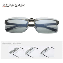 Load image into Gallery viewer, AOWEAR Polarized Clip Photochromic Sunglasses Men Chameleon Clip Glasses for Myopia Eyeglasses Day Night Driving Goggles Oculos