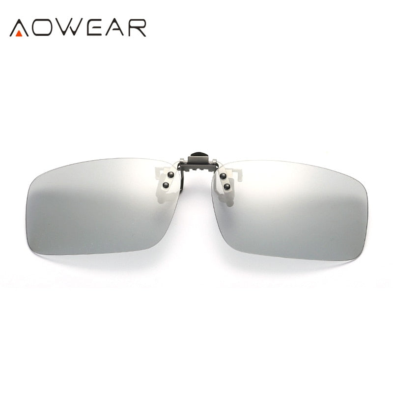 AOWEAR Polarized Clip Photochromic Sunglasses Men Chameleon Clip Glasses for Myopia Eyeglasses Day Night Driving Goggles Oculos