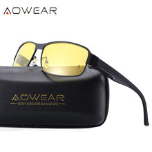 Load image into Gallery viewer, AOWEAR Polarized Night Vision Driving Glasses Male Square Yellow Driver Goggles Sunglasses for Men / Women Oculos De Sol