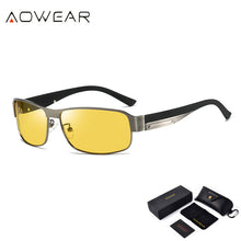 Load image into Gallery viewer, AOWEAR Polarized Night Vision Driving Glasses Male Square Yellow Driver Goggles Sunglasses for Men / Women Oculos De Sol