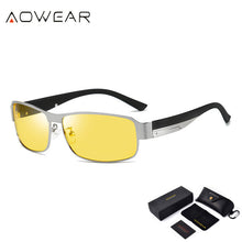 Load image into Gallery viewer, AOWEAR Polarized Night Vision Driving Glasses Male Square Yellow Driver Goggles Sunglasses for Men / Women Oculos De Sol