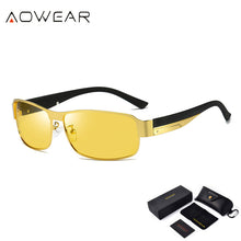 Load image into Gallery viewer, AOWEAR Polarized Night Vision Driving Glasses Male Square Yellow Driver Goggles Sunglasses for Men / Women Oculos De Sol