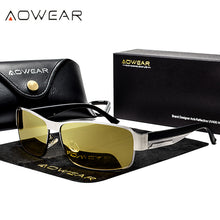 Load image into Gallery viewer, AOWEAR Polarized Night Vision Driving Glasses Male Square Yellow Driver Goggles Sunglasses for Men / Women Oculos De Sol