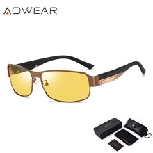 Load image into Gallery viewer, AOWEAR Polarized Night Vision Driving Glasses Male Square Yellow Driver Goggles Sunglasses for Men / Women Oculos De Sol