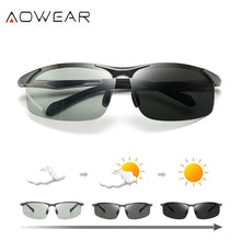 Carica l'immagine nel visualizzatore di Gallery, AOWEAR Sports Rimless Photochromic Sunglasses Men Polarized Day Night Chameleon Glasses Outdoor Lens Color Change Sun Glasses