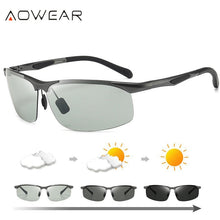 Carica l'immagine nel visualizzatore di Gallery, AOWEAR Sports Rimless Photochromic Sunglasses Men Polarized Day Night Chameleon Glasses Outdoor Lens Color Change Sun Glasses