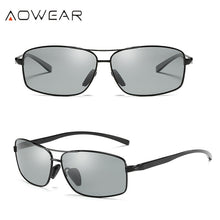 Carica l&#39;immagine nel visualizzatore di Gallery, AOWEAR Square Photochromic Polarized Sunglasses Men Retro Day Night Driving Chameleon Glasses Man Car Driver Sun Glasses