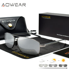 Load image into Gallery viewer, AOWEAR Square Photochromic Polarized Sunglasses Men Retro Day Night Driving Chameleon Glasses Man Safety Car Driver Sun Glasses