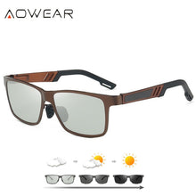 Load image into Gallery viewer, AOWEAR Square Photochromic Polarized Sunglasses Men  Aluminum Day Night Driving Chameleon Lenses Glasses Retro Oculos