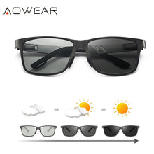 Load image into Gallery viewer, AOWEAR Square Photochromic Polarized Sunglasses Men  Aluminum Day Night Driving Chameleon Lenses Glasses Retro Oculos